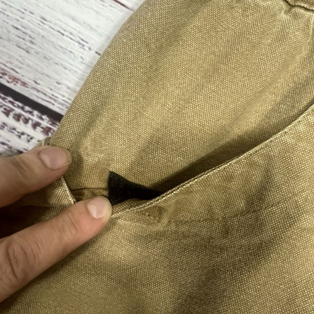 Vtg KAVU Chilliwack Canvas Khaki Belted Climbing *Cut Off* Pants Short Large USA - Picture 7 of 13